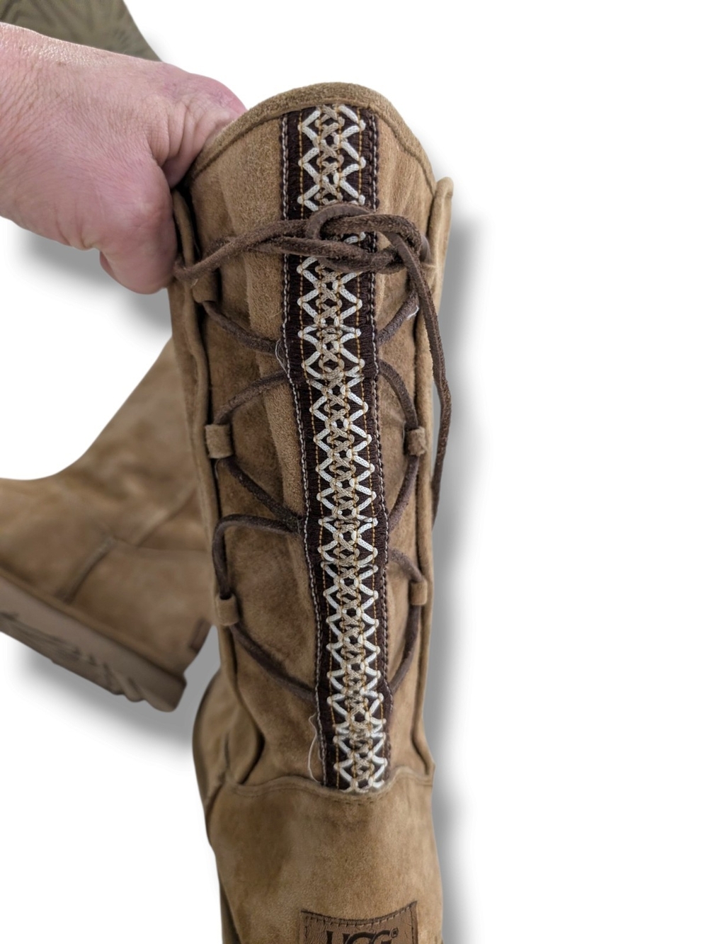 UGG Tall Braided Tasman Boots Chestnut Brown Women’s Size 6